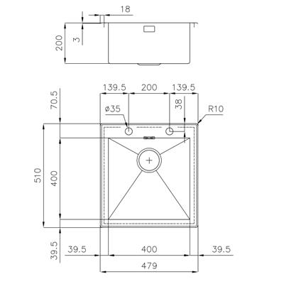 LAVELLO INC. SF INOX 479X510 RETT. QUADRA FOSTER