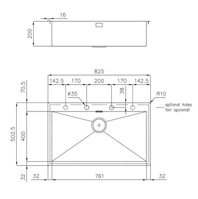 LAVELLO INC. SF/FT INOX 825X503 1V QUADRA FOSTER