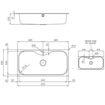 LAVELLO INC. INOX 970X500 1V URAGANO FOSTER