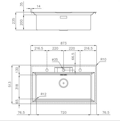 LAVELLO INC. SF/FT INOX 873X513 1V FL FOSTER