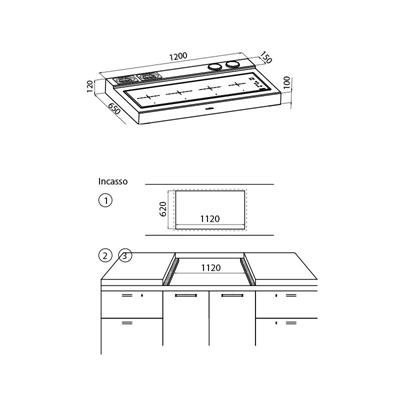 BLOCCO COTTURA IND. APPOGGIO INOX 1200X650  FM FOSTER