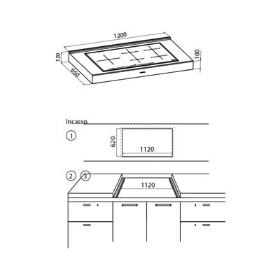 BLOCCO COTTURA IND. APPOGGIO INOX 1200X650  FM FOSTER