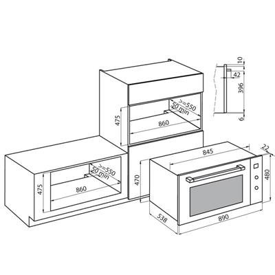 FORNO ELETT. INC. BLACK MIRROR 90X48 MULTIF. FL FOSTER