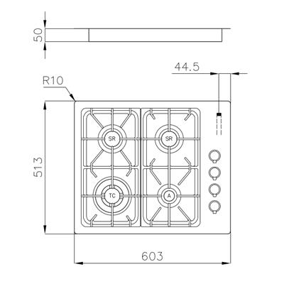 P. COTT. 4 GAS INC. SF/FT INOX 603X513 PROFESSIONALE FOSTER