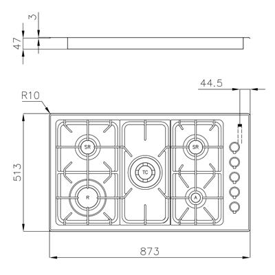 P. COTT. 5 GAS INC. SF INOX 873X513 PROFESSIONALE FOSTER