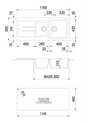 ELEGANCE LAV. 116X50 2V+GOCC INC. UM. ALLUMINIO PLADOS