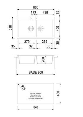 ELEGANCE LAV. 86X50 2V  INC. UM. ALLUMINIO PLADOS