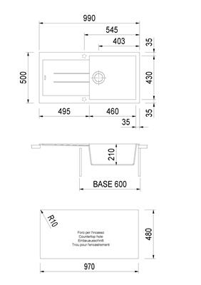 ELEGANCE LAV. 99X50 1V+GOCC INC. UM. ALLUMINIO PLADOS