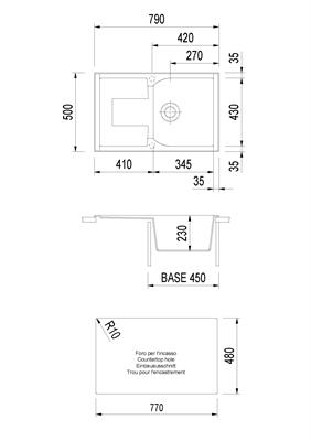 CORAX LAV. 79X50 1V+GOCC INC. UM. ALLUMINIO PLADOS