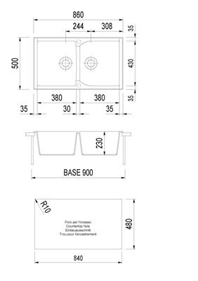 CORAX LAV. 86X50 2V INC. UG. B.CO LATTE PLADOS