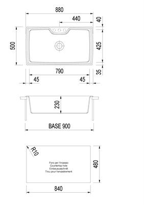 HARMONY LAV. 86X50 VASCONE INC. UM. ALLUMINIO PLADOS