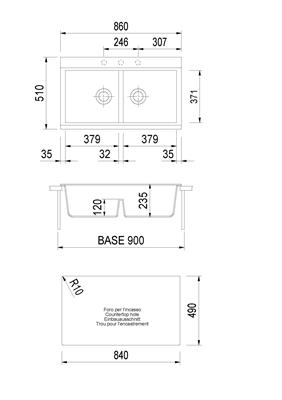 LUX LAV. 86X51 2V INC. UM. ALLUMINIO PLADOS