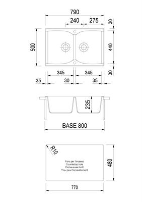 CORAX LAV. 79X50 2V INC. UM. ALLUMINIO PLADOS