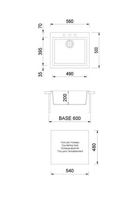 ONE LAV. 56X50 1V  INC. UM. ALLUMINIO PLADOS