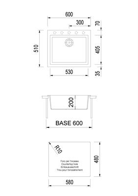 ONE LAV. 60X51 1V  INC. UM. ALLUMINIO PLADOS