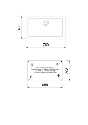 ONE LAV. 76X44 1V  SOTTOTOP UM. ALLUMINIO PLADOS