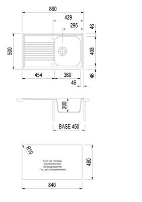 ATLANTIC LAV. 86X50 1V+GOCC INC. UM. ALLUMINIO PLADOS