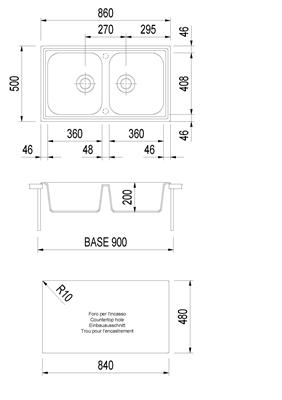 ATLANTIC LAV. 86X50 2V INC. UM. ALLUMINIO PLADOS