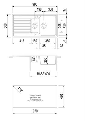 ATLANTIC LAV. 99X50 2V+GOCC INC. UM. ALLUMINIO PLADOS