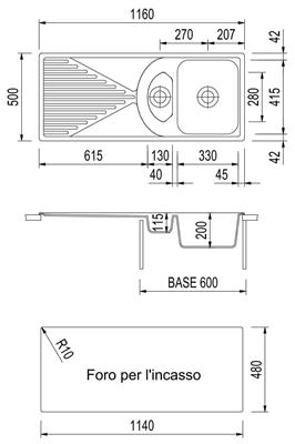 ATLANTIC LAV. 116X50 2V+GOCC INC. UG. BLACK MATT PLADOS