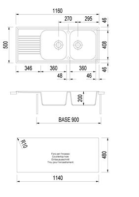 ATLANTIC LAV. 116X50 2V+GOCC INC. UM. ALLUMINIO PLADOS