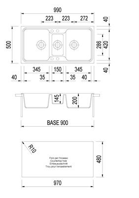 SPAZIO LAV. 99X50 3V  INC. UM. ALLUMINIO PLADOS