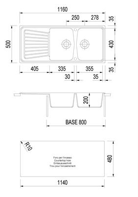 SPAZIO LAV. 116X50 2V+GOCC INC. UM. ALLUMINIO PLADOS