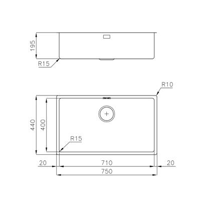 LAVELLO INC. SF/FT INOX 750X440 1V KE FILOTOP FOSTER